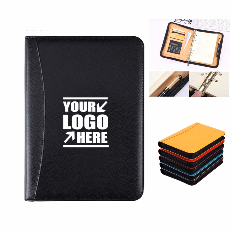 PU A5 Zippered Notebook with Calculator