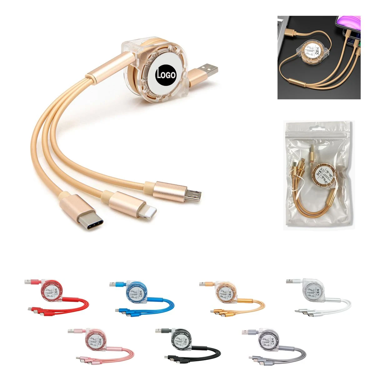 USB Charging Cable Retractable 3In1 Universal Char 1