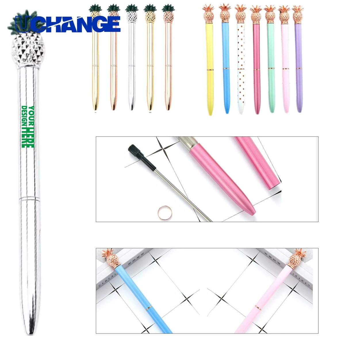 Metallic Pineapple Pen Tool for Gifts, custom pen with logo imprint 1