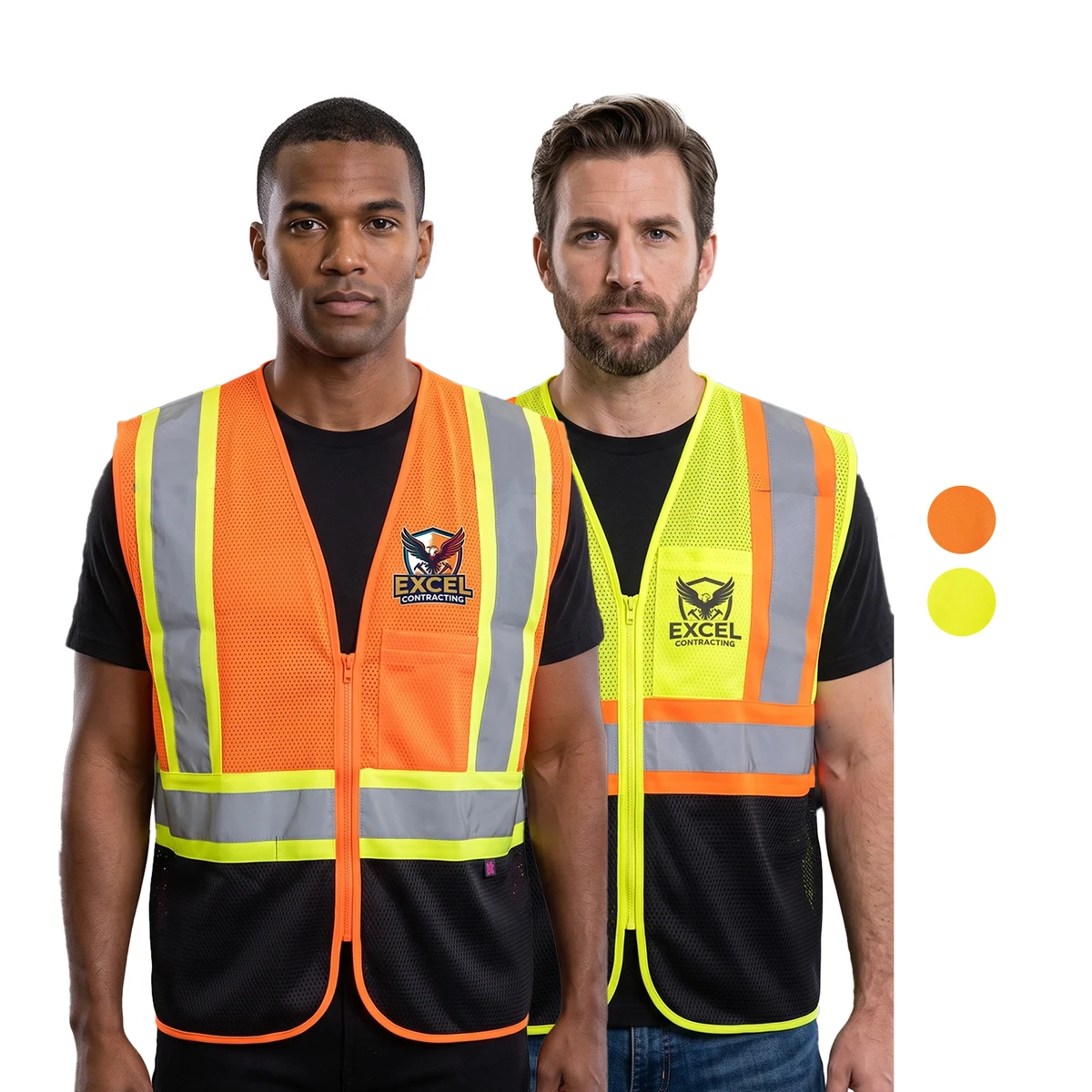 3.8 Oz. Polyester Class 2 Color Block Reflective Tape Safety Vest With Pocket 1