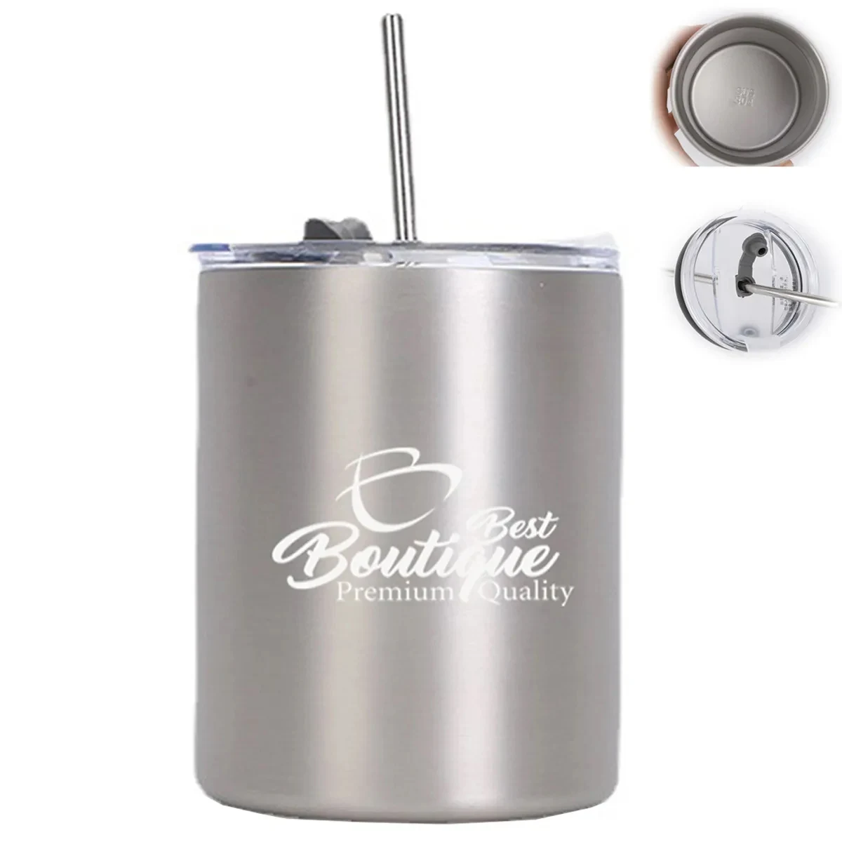 10Oz Stainless Steel Insulated Vacuum Cup With Straw 1