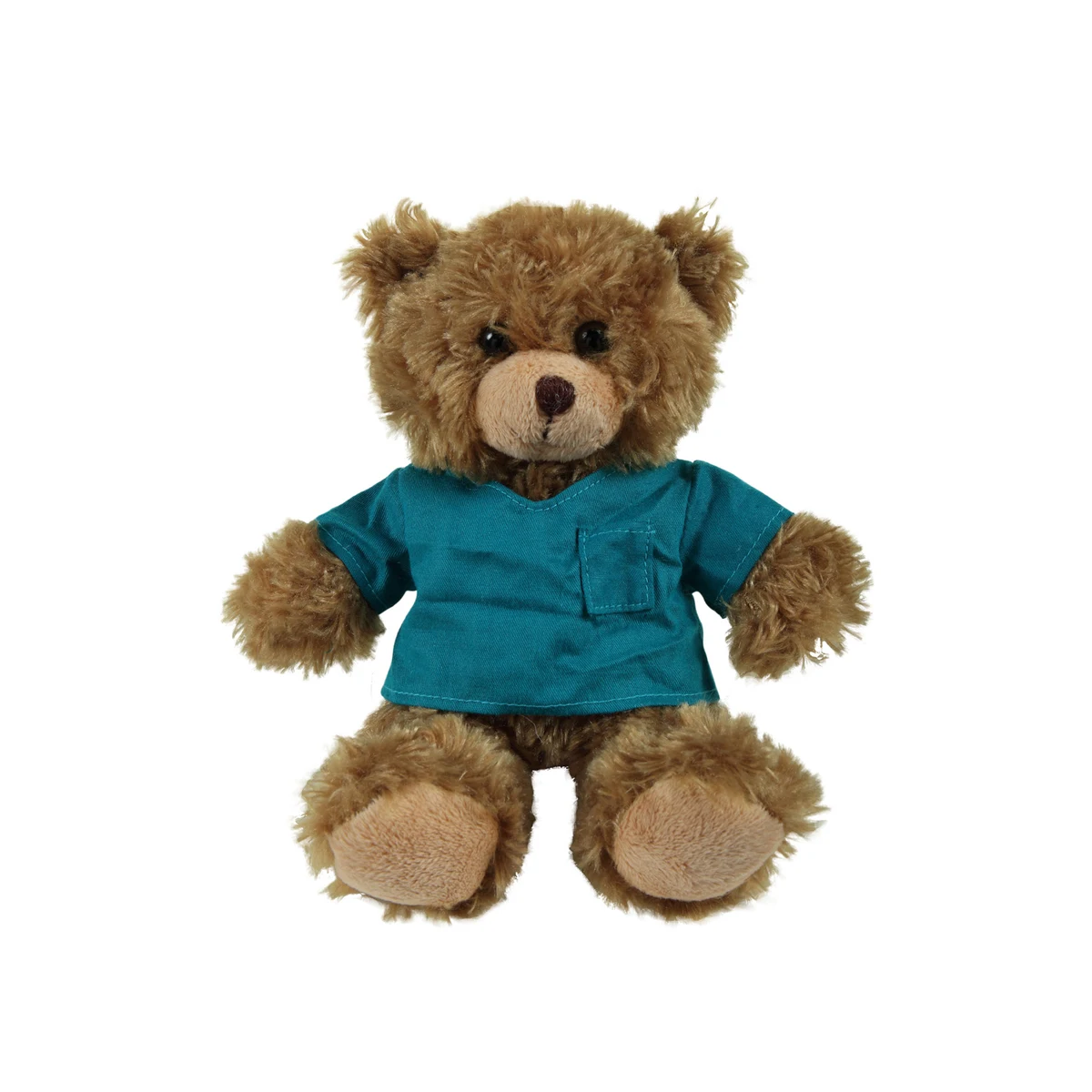 soft plush Mocha Curly Sitting Bear with Medical Scrub 1