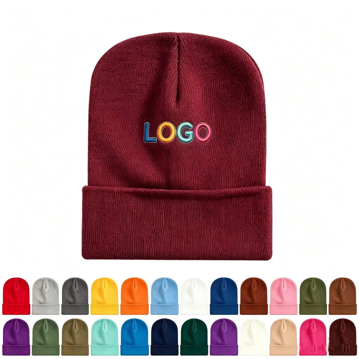Branded Knit Winter Beanie Hat 1