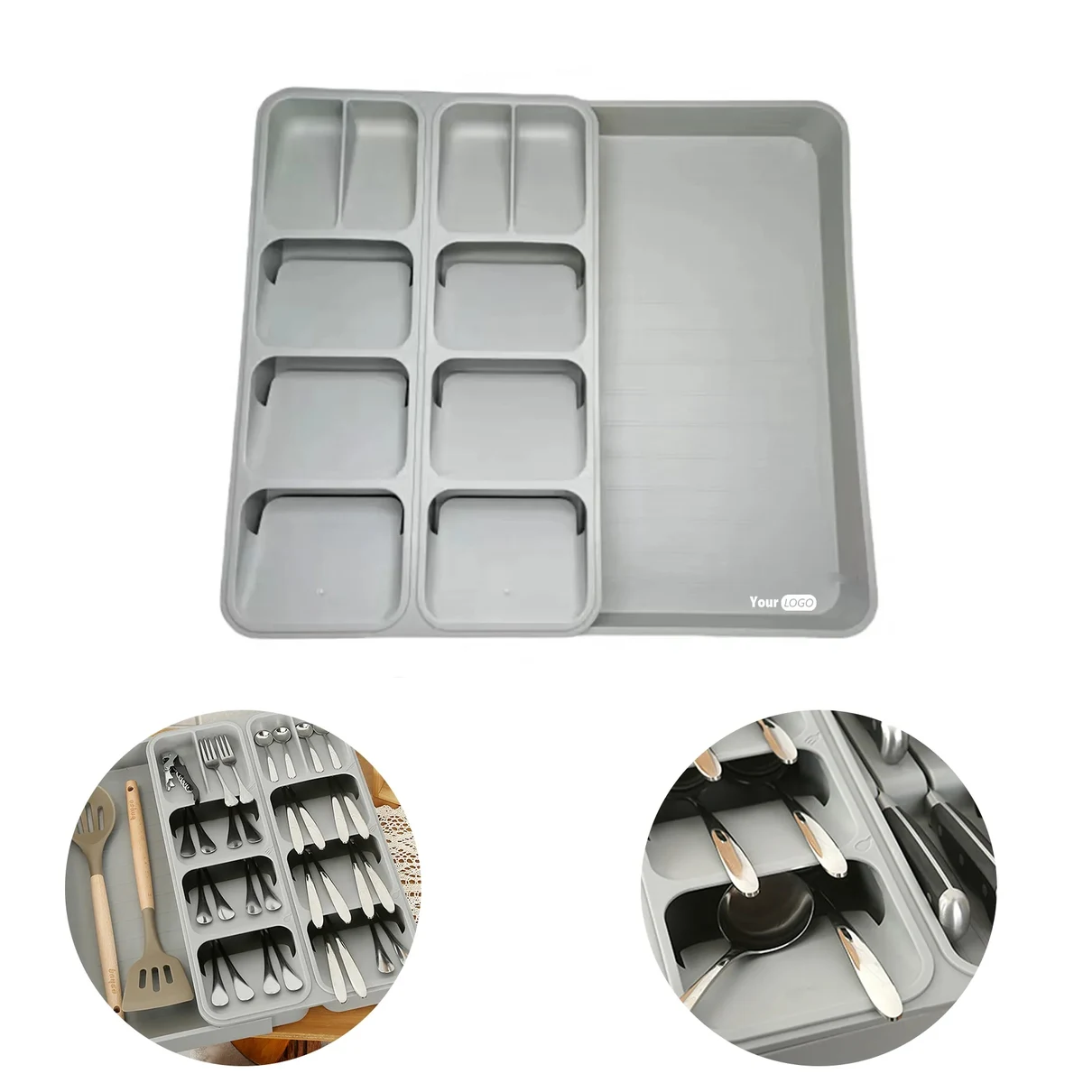 Polypropylene Double Cutlery Kitchen Drawer Storage Box 1
