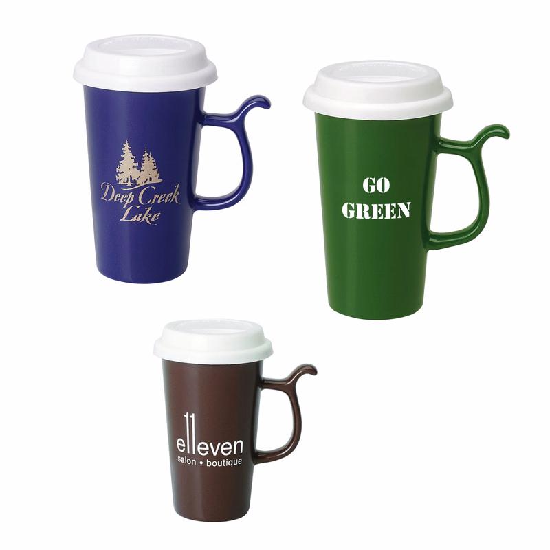 13oz. Travel Ceramic Mug w/Silicone Sip Top