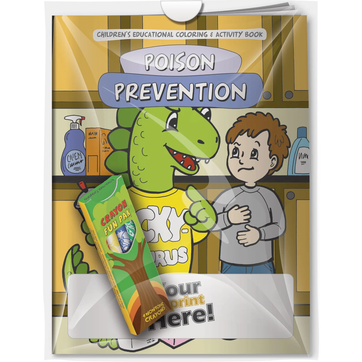 Combo Pack - CB1009 Coloring Book & 4-Pack of Crayons (Imprinted) in a Poly Bag 1