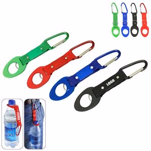 Functional Carabiner Keyring Bottle Holder With Strap And Metal Plate