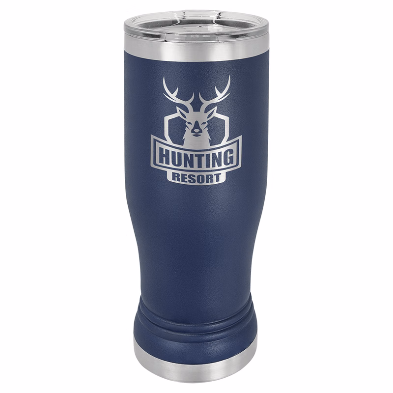 Polar Camel Navy Blue 14 oz. Pilsner with Clear Lid