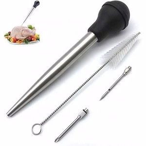 4Pcs Stainless Steel Turkey Baster Syringe Injector
