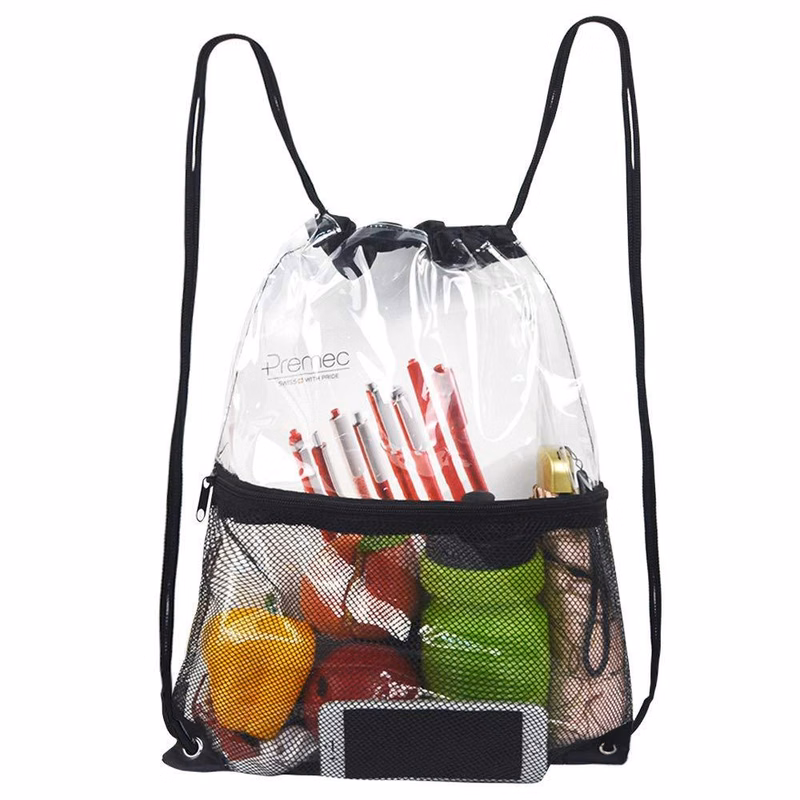 Mesh Clear Drawstring Backpack