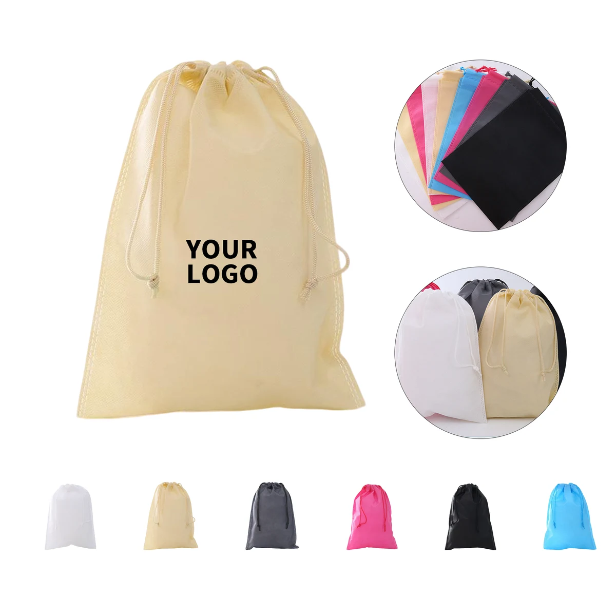 Non Woven Drawstring Storage Bag 12" x 16" Dustproof Travel Pouch 1