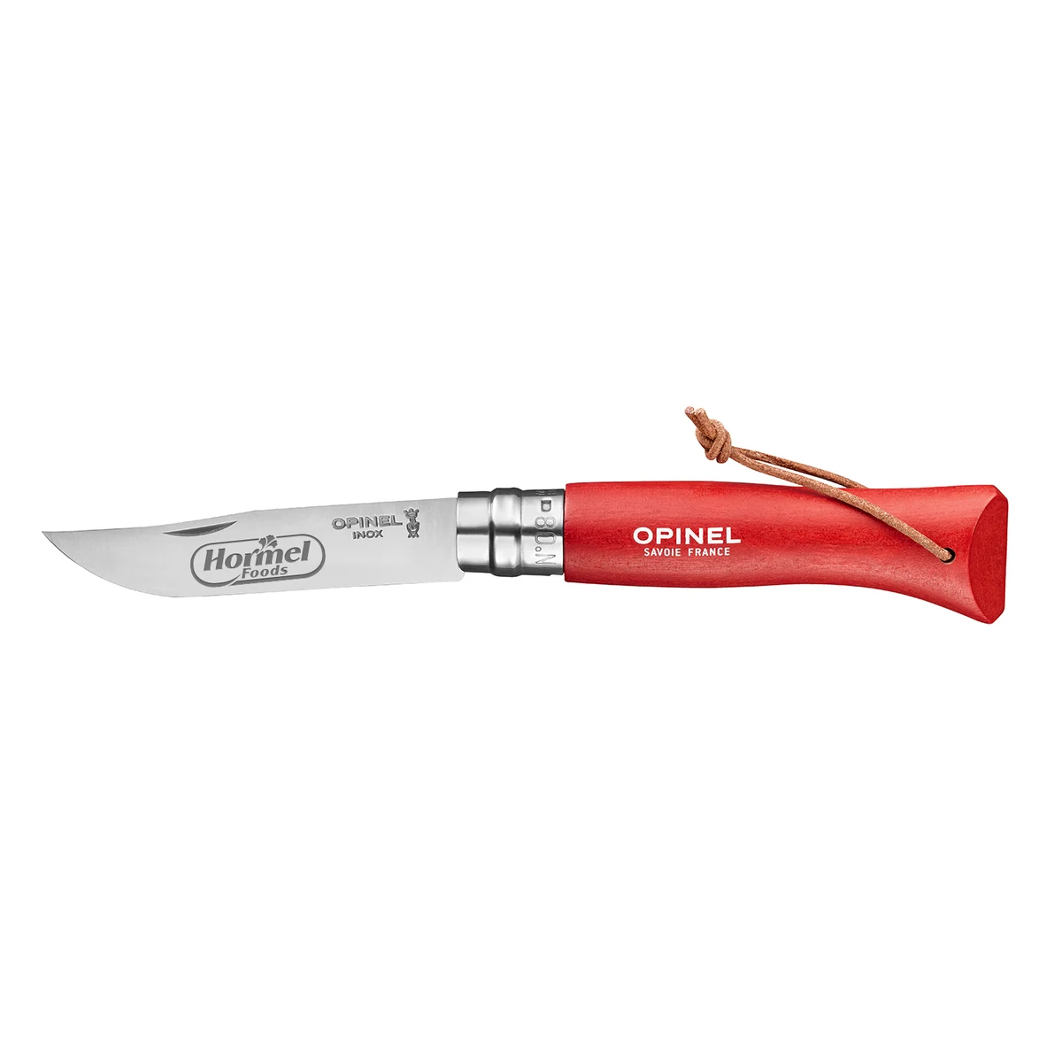 OPINEL® NO.08 COLORAMA STAINLESS STEEL FOLDING KNIFE WITH LANYARD - RED 1