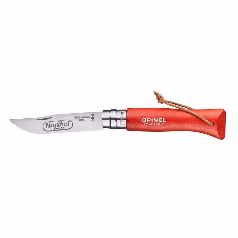 OPINEL® NO.08 COLORAMA STAINLESS STEEL FOLDING KNIFE WITH LANYARD - RED