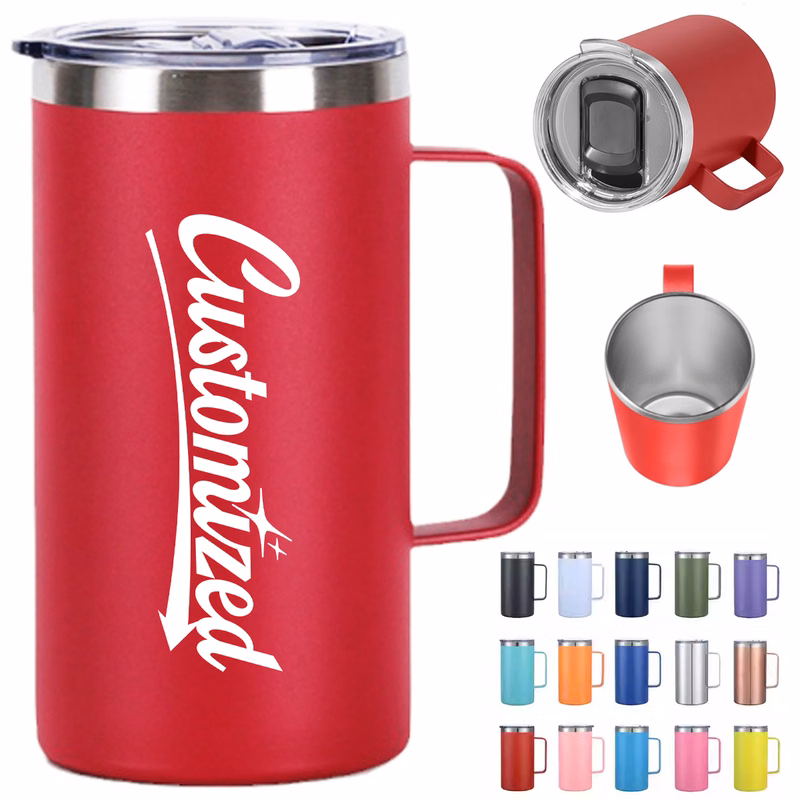 Double Wall Insulated Mugs with Handle and Lid Bottle