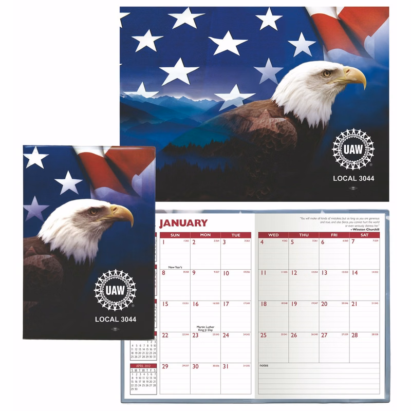 Stock Full Color Vinyl 7 X10 Patriotic Planner w/ Monthly Insert