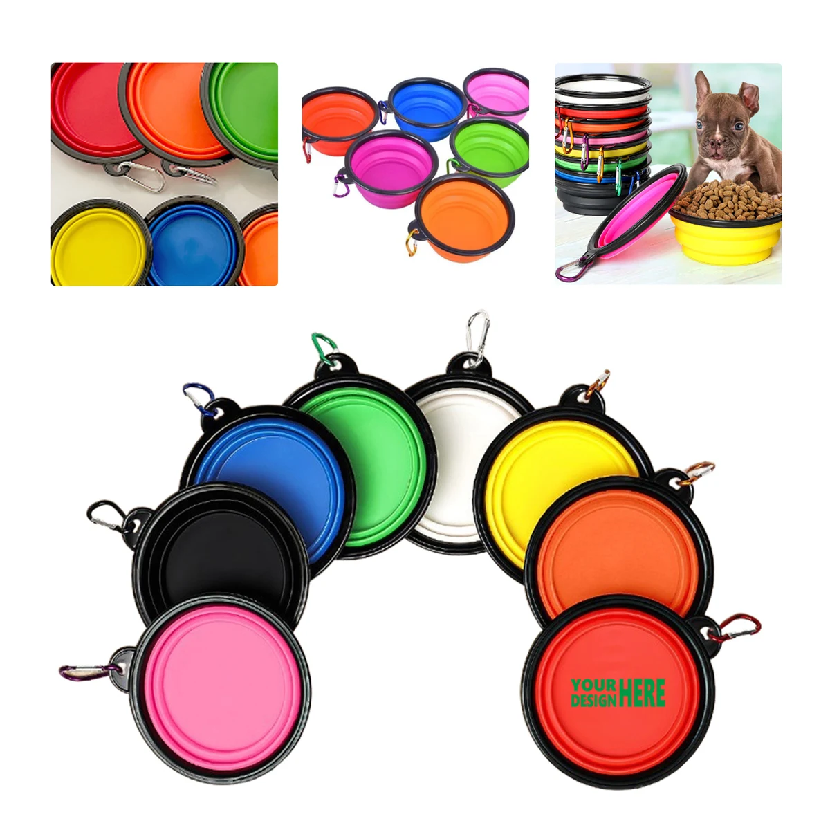 MOQ50 Portable Collapsible Pet Bowl with Carabiner 1