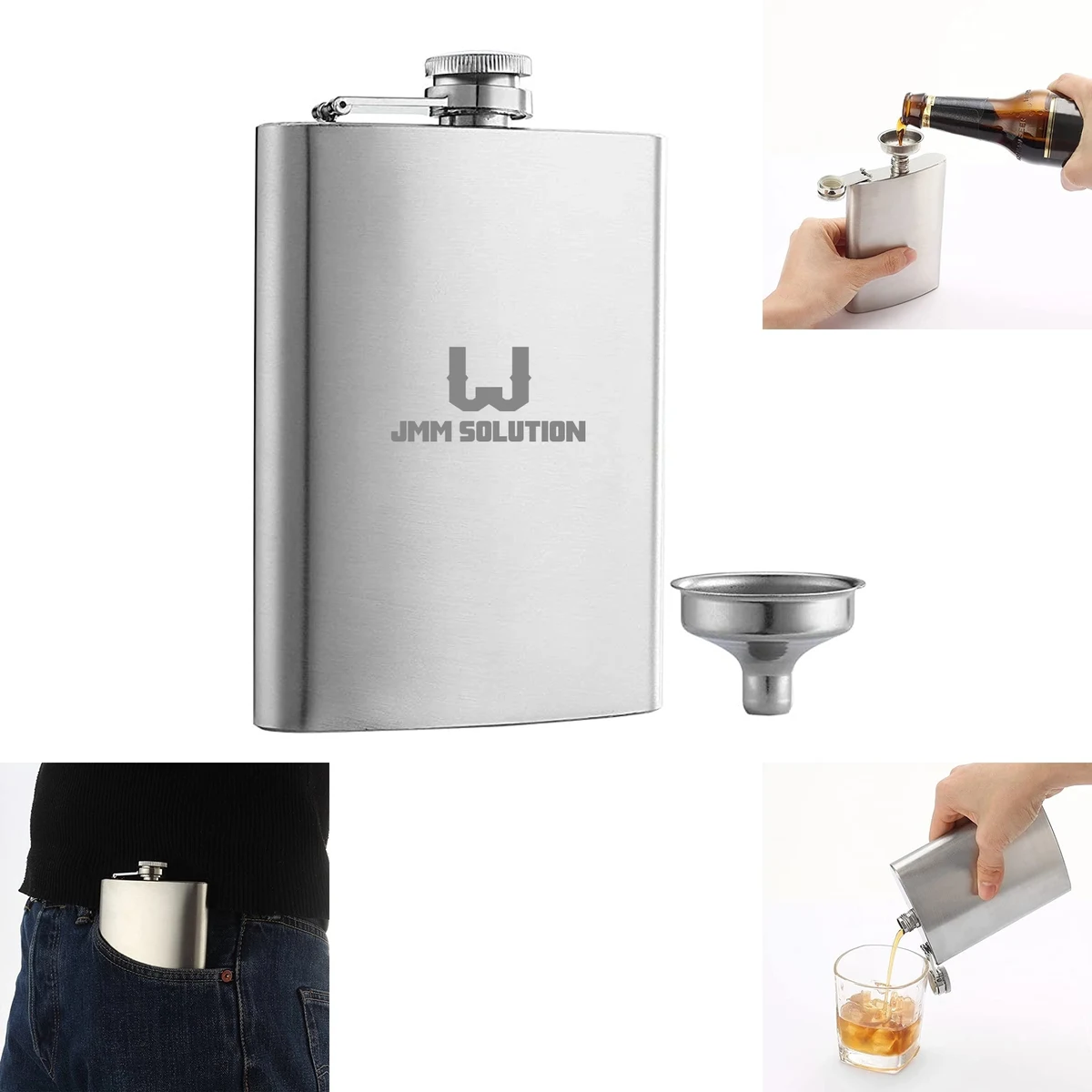 8 Oz Hip Flask For Liquor, custom water bottle with logo imprint 1