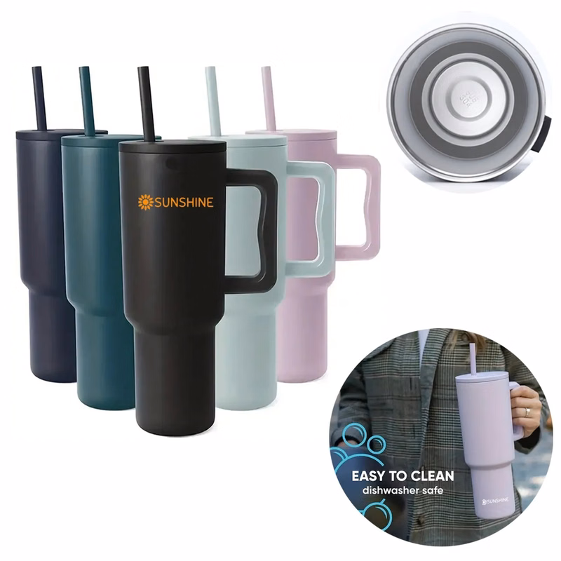 40OZ Tumbler with Handle and Straw Lid