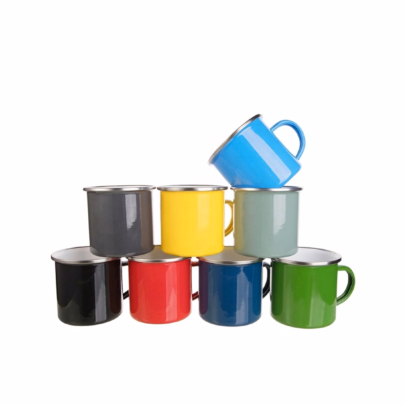 12 OZ Stainless Steel Rim Enamel Mug with Handle