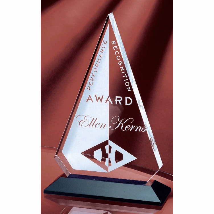 9" Acrylic Triangle On Ebony Wood Base