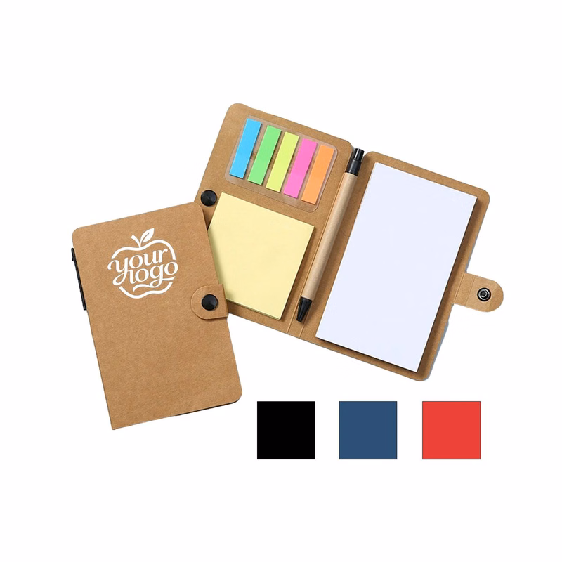 Creative Sticky Note & Index Tab Set, Button Notebook With Pen