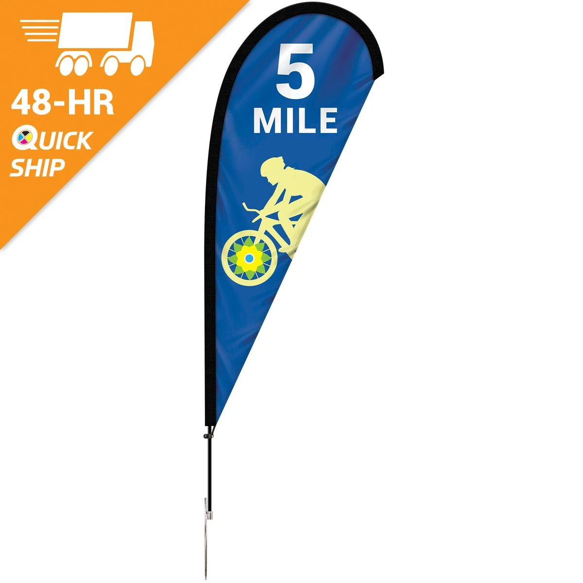 48 - Hour 6' Single Reverse Teardrop Banner with Hardware Set 1