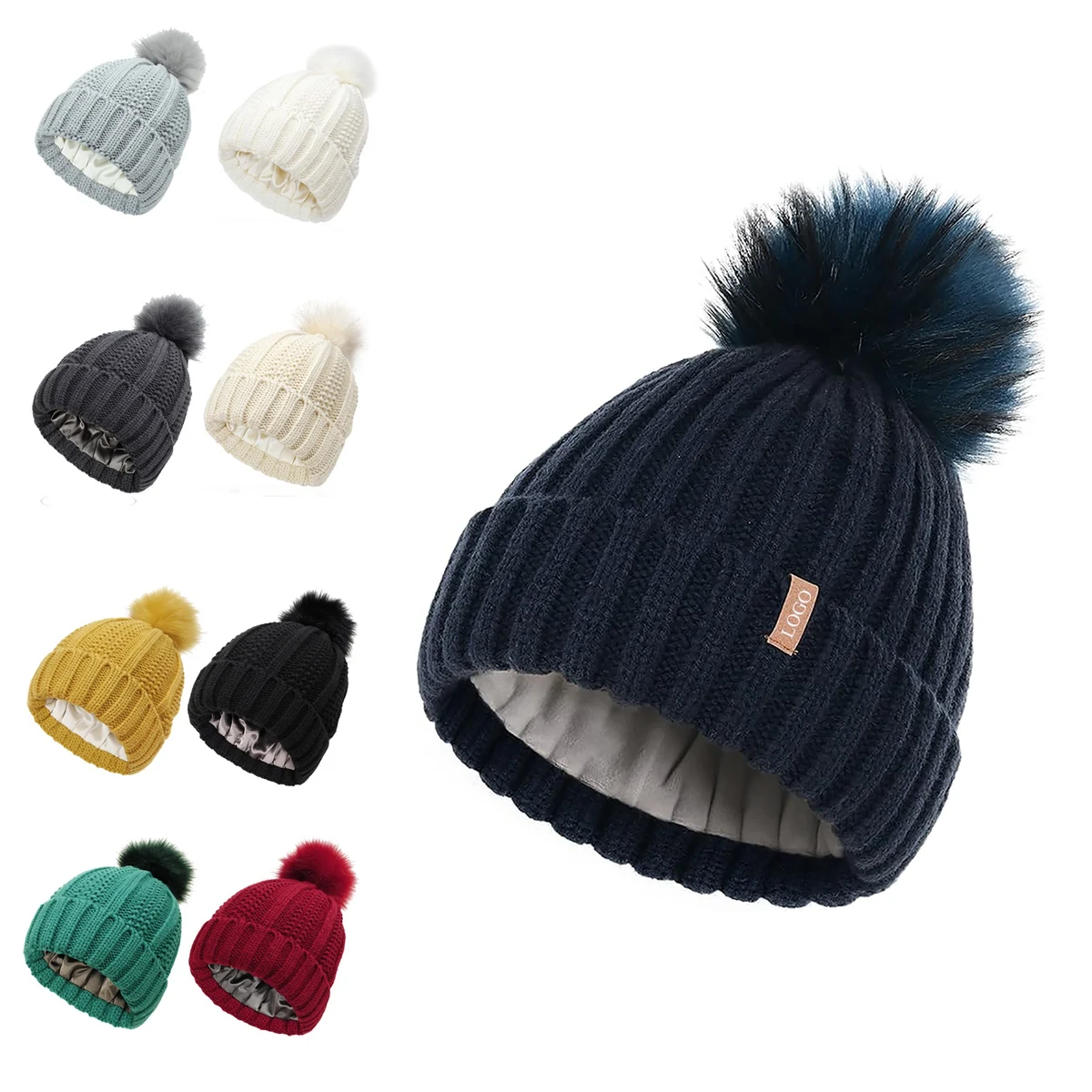 Winter Knitted Beanie With Pompom 1