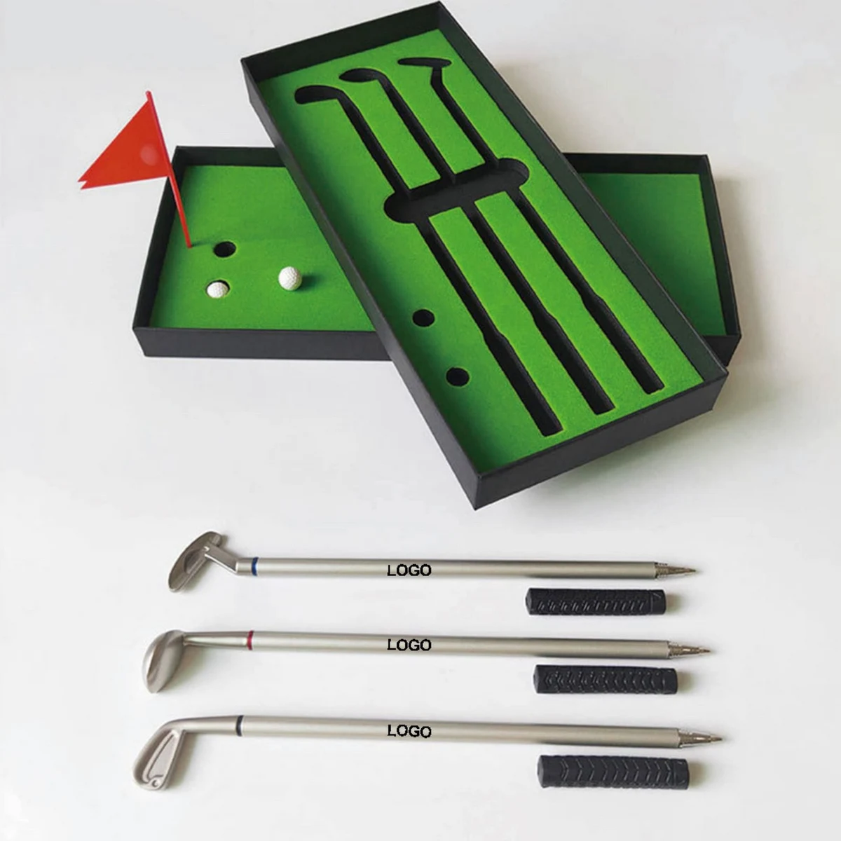 Mini Desktop Golf Ball Pen Gift Set, custom award with logo imprint 1