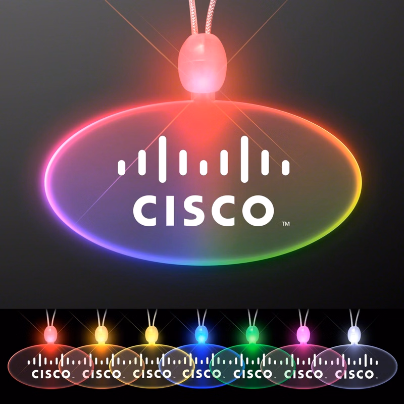 Light Up Promotional Acrylic Oval Necklace with LED