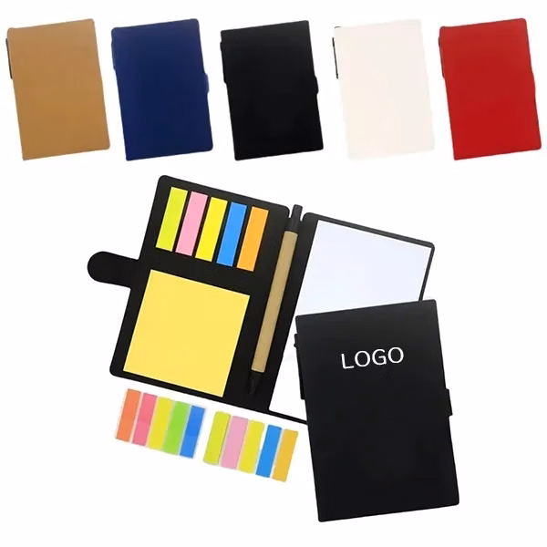 Kraft Paper Notebook with Pen and Colored Label Set