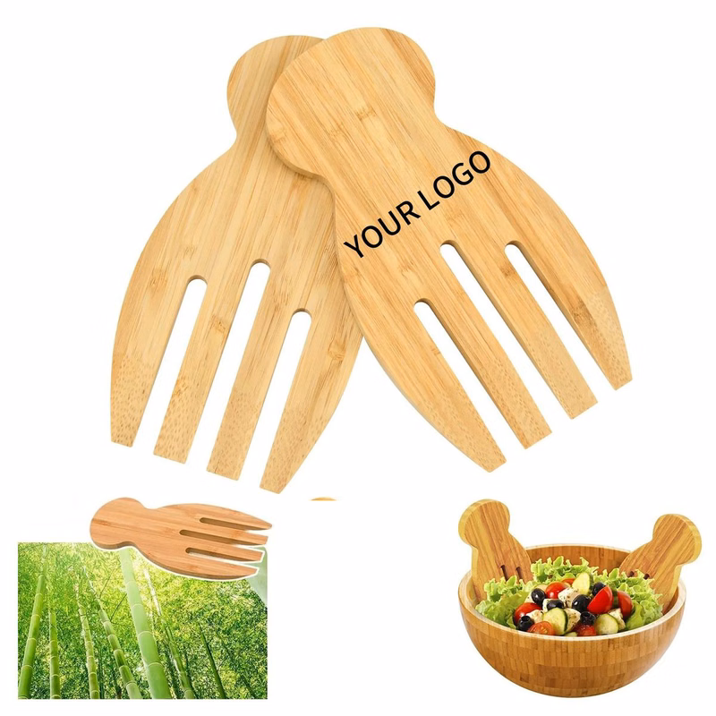 Bamboo Ergonomic Salad Serving Tongs