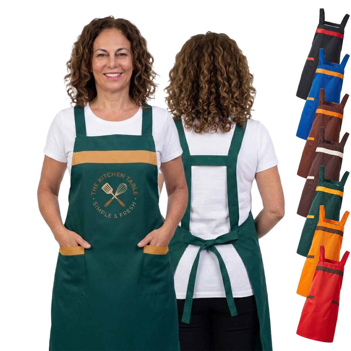12 oz Woven knitted Two-Tone Kitchen Aprons w/ 2 pockets 1