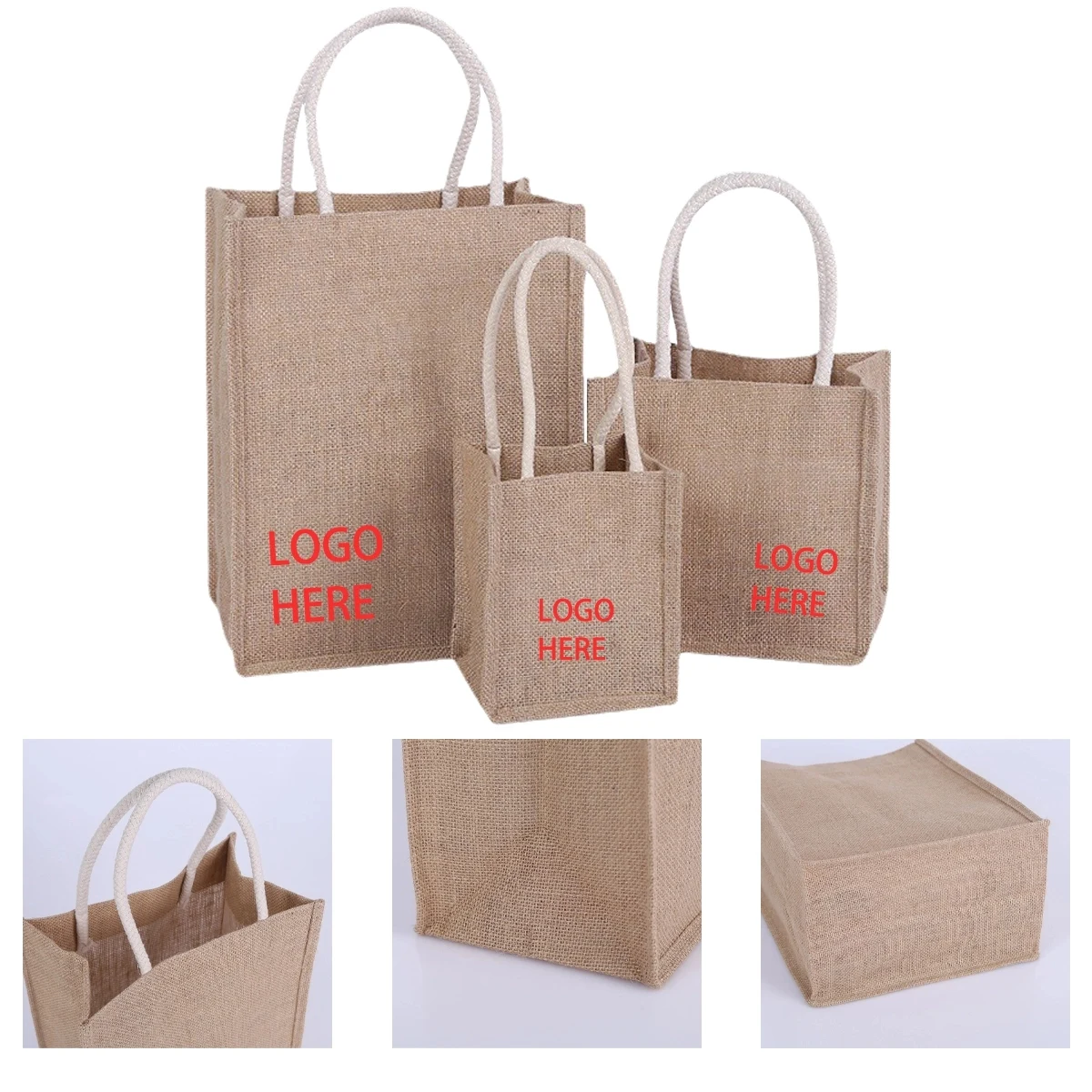 Burlap Canvas Jute Tote Beach Bags 1