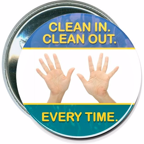 Clean in Clean out Every time, Business Button