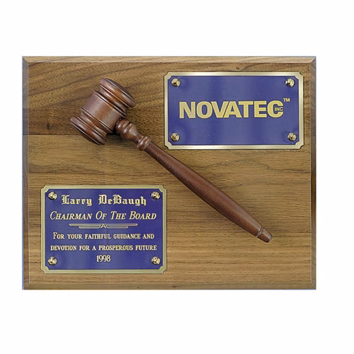 Simulated Walnut Plaque With 3-D Gavel