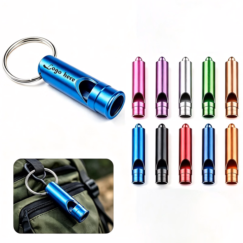 Loud Aluminum Safety Whistle with Key Ring for Outdoor