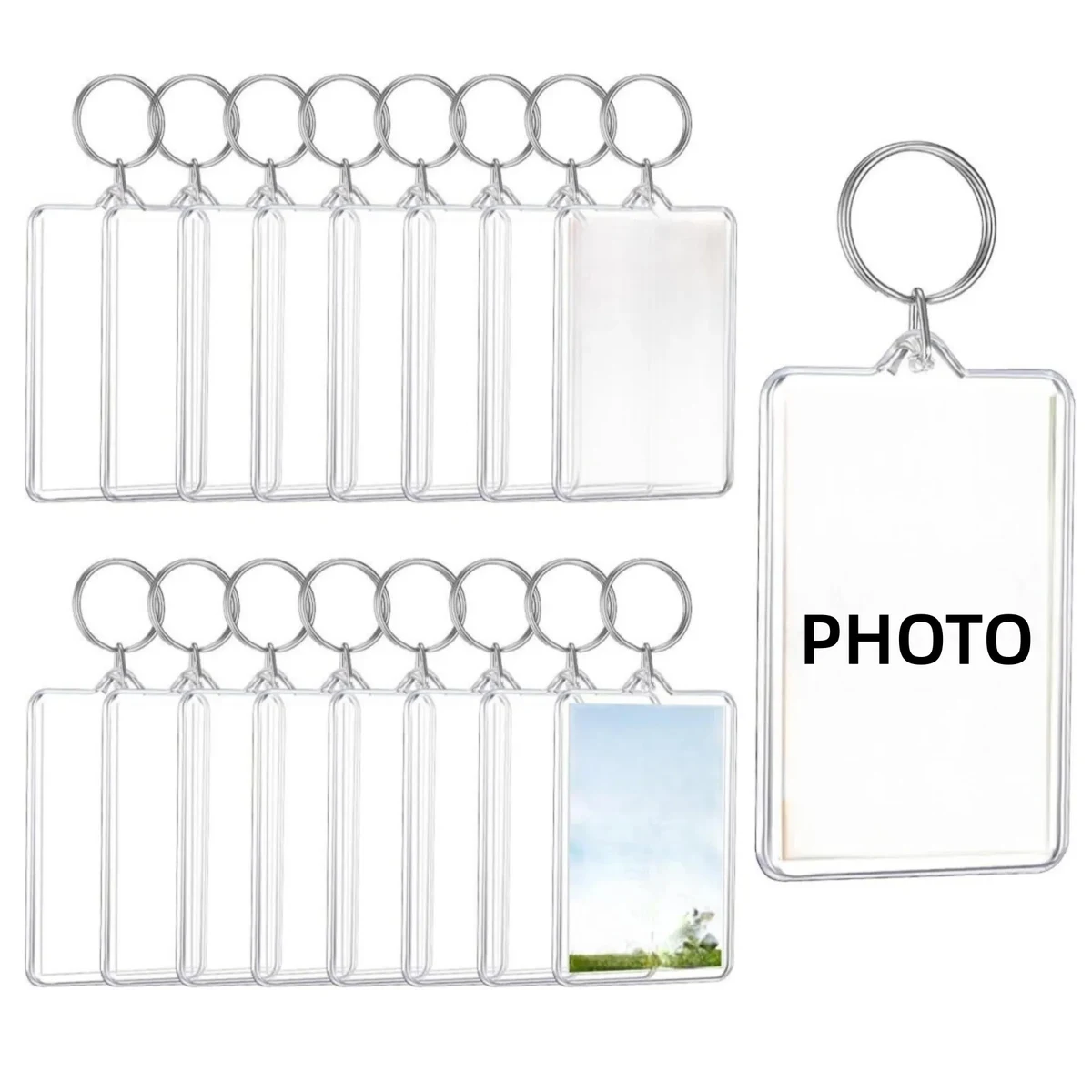 3" x 2.2" plastic photo frame key chain with metal hoop 1