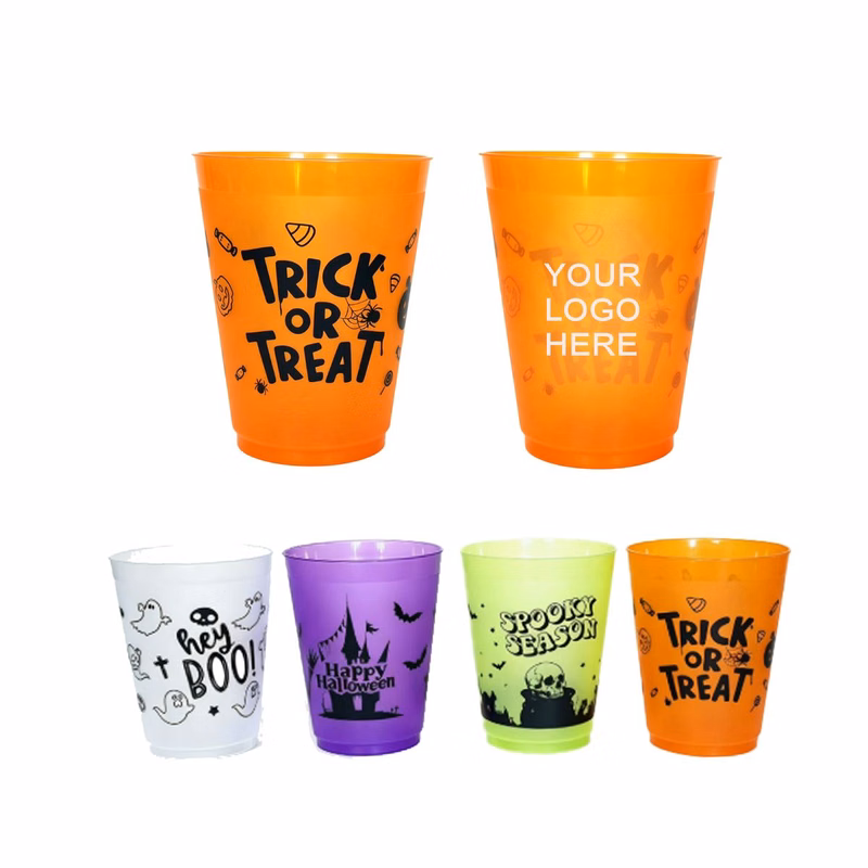 16oz frosted Halloween plastic cup