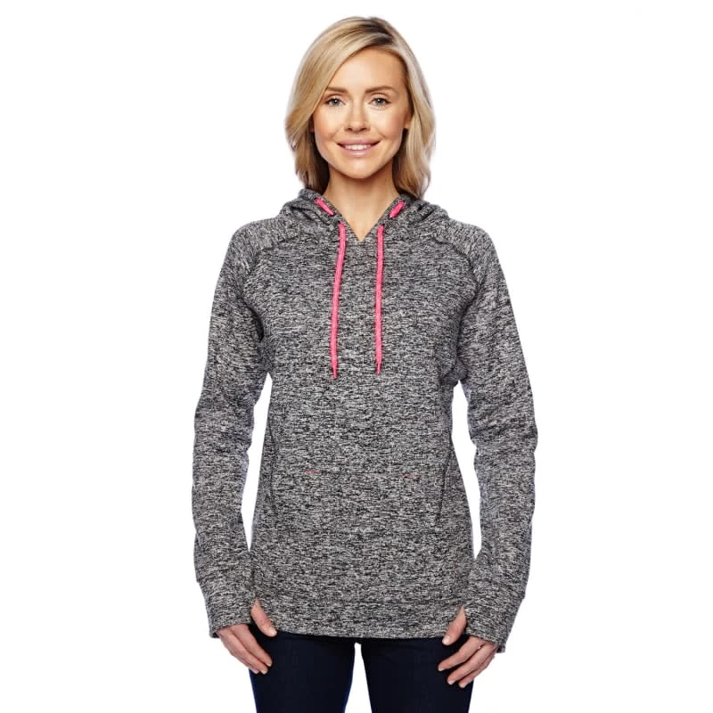 J America Ladies' Cosmic Contrast Fleece Hooded Sweatshirt, custom hoodie or sweatshirt with logo imprint 1
