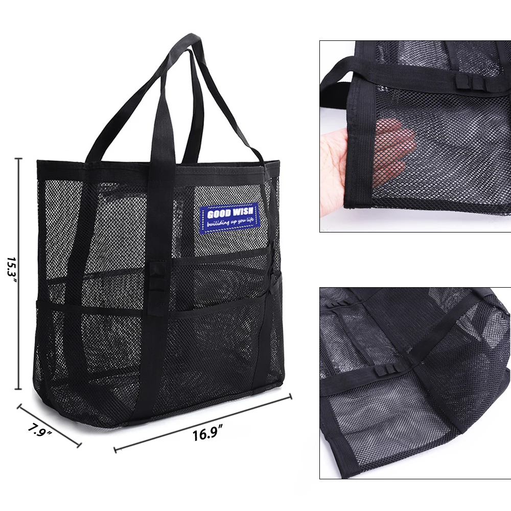 Mesh Beach Bag with Multiple Pockets 1