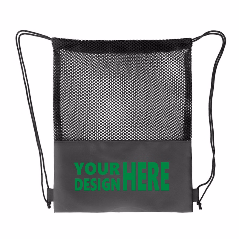 MOQ 50 Custom Mesh Drawstring Bag with Durable Polyester Base