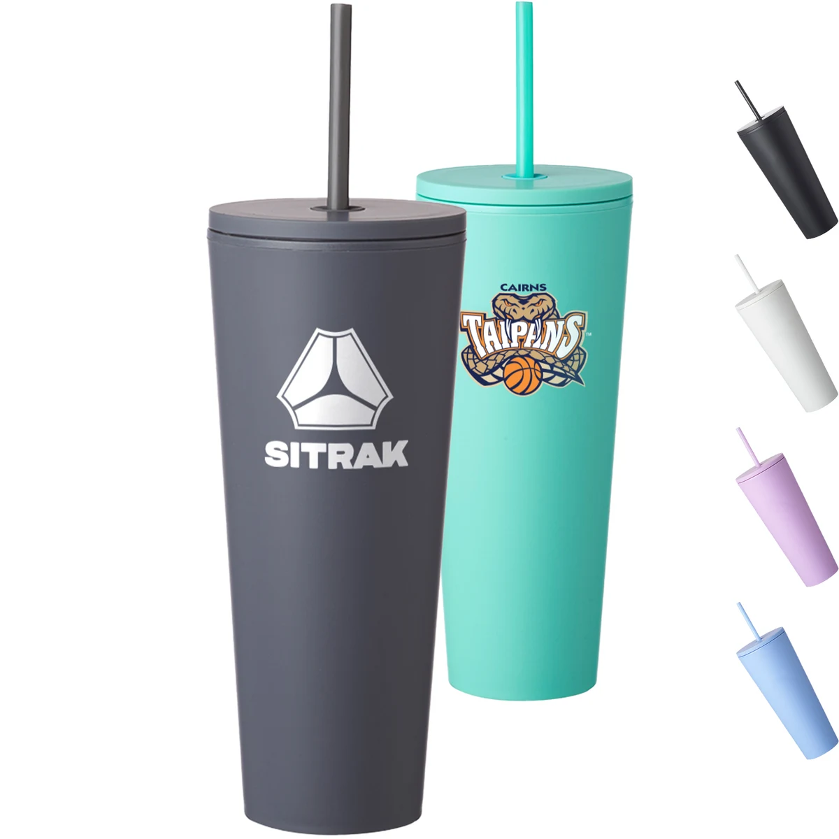 Kenai Plastic Tumblers, 24 oz, with Straw 1