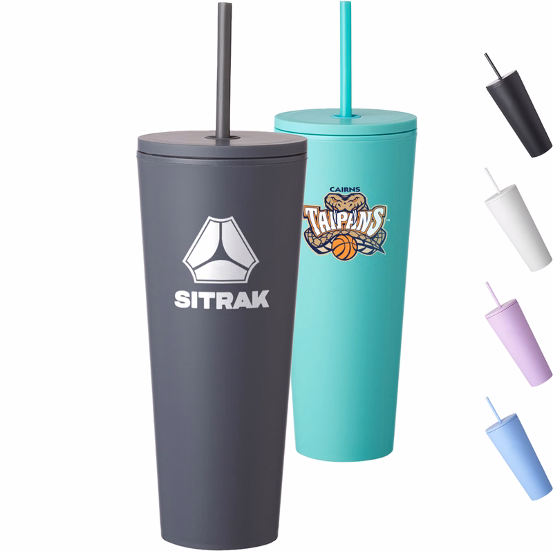 Kenai Plastic Tumblers, 24 oz, with Straw