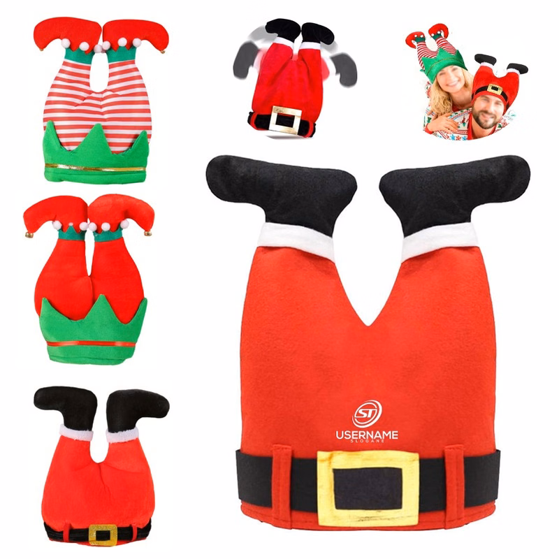 Handstand Fun Santa Hat Santa Pant Leg Hat Christmas Decoration Gift
