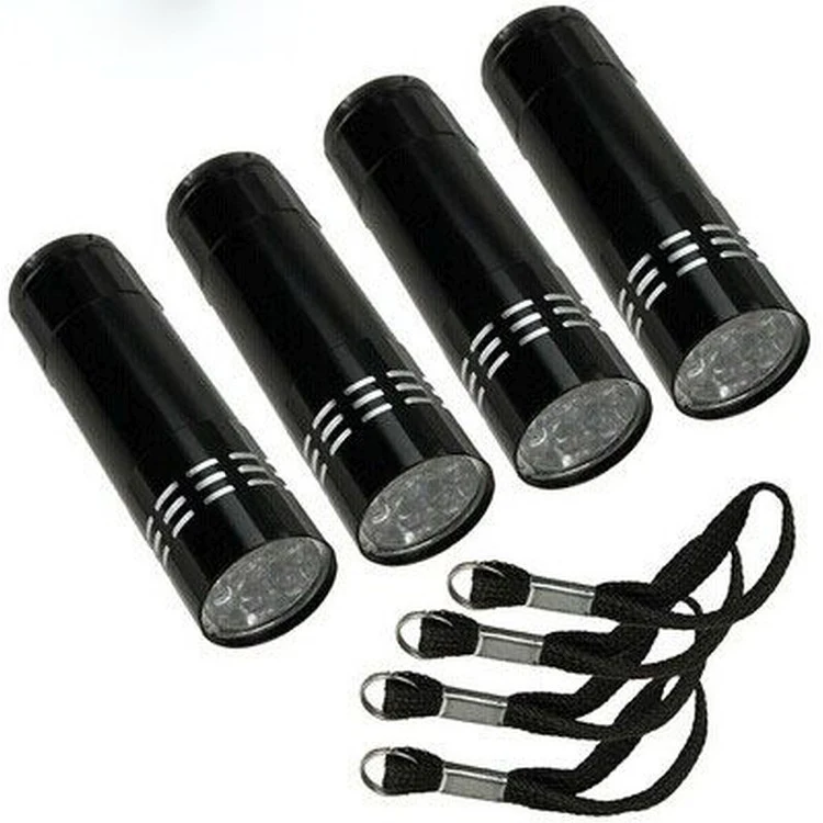 9LED aluminum flashlight and with 3 AAA batteries put in 1