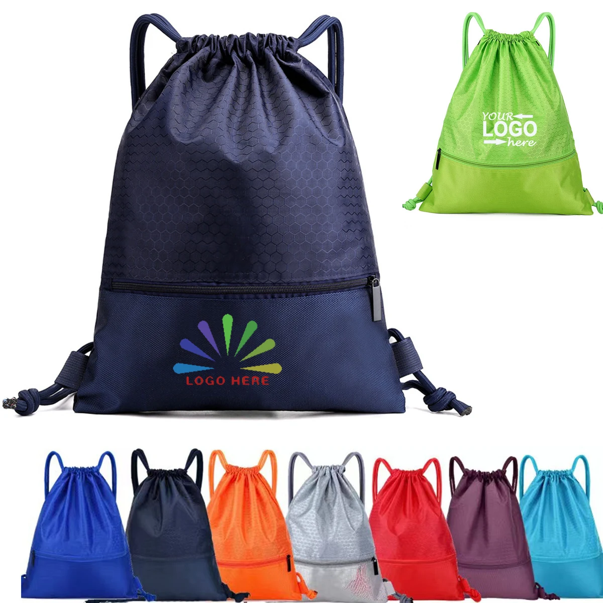 Waterproof Drawstring Backpacks With Pocket 1