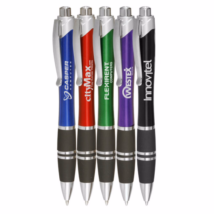 Silver Accent Grip Plastic Pen