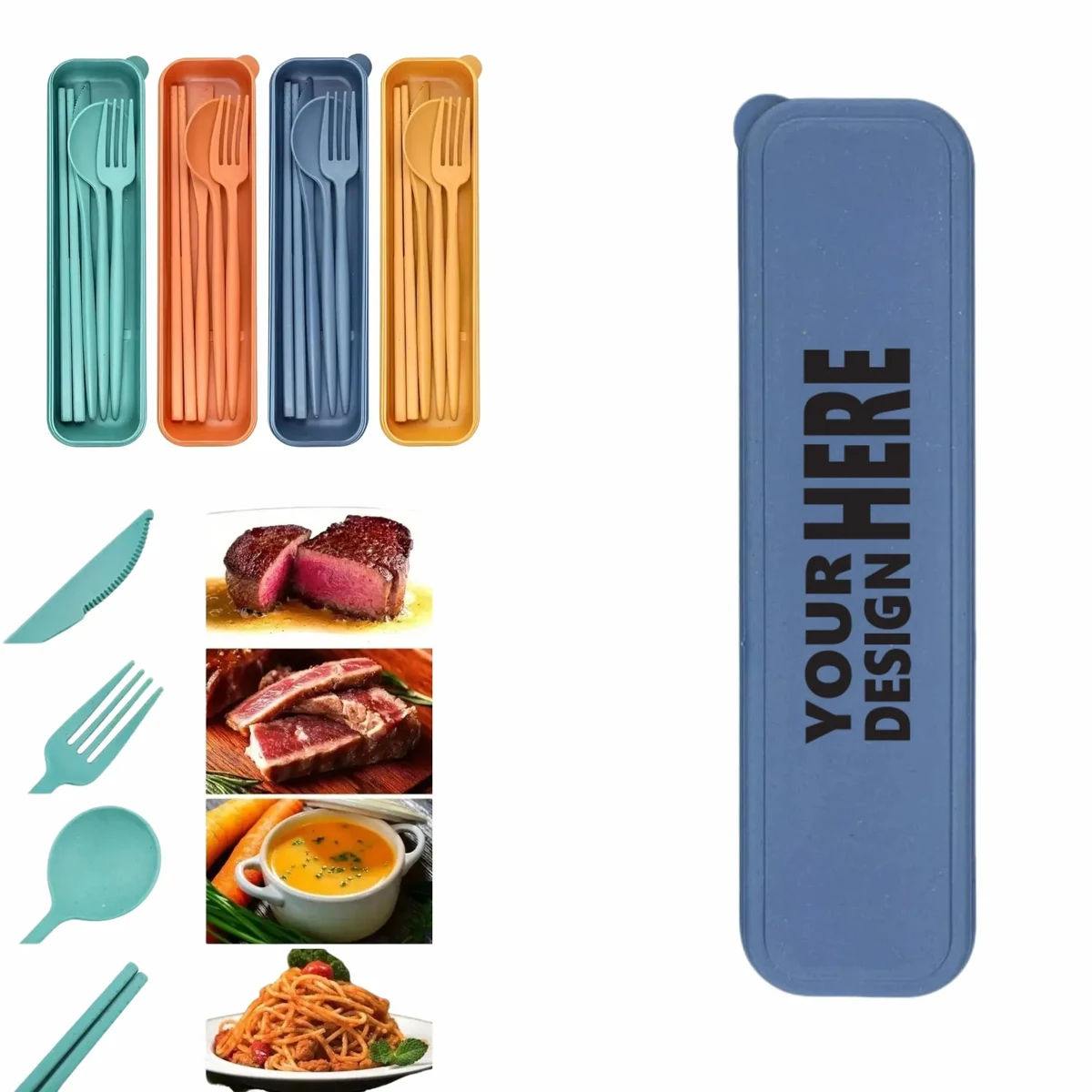 Wheat 4-Piece Cutlery: Knife Fork Spoon Chopsticks 1