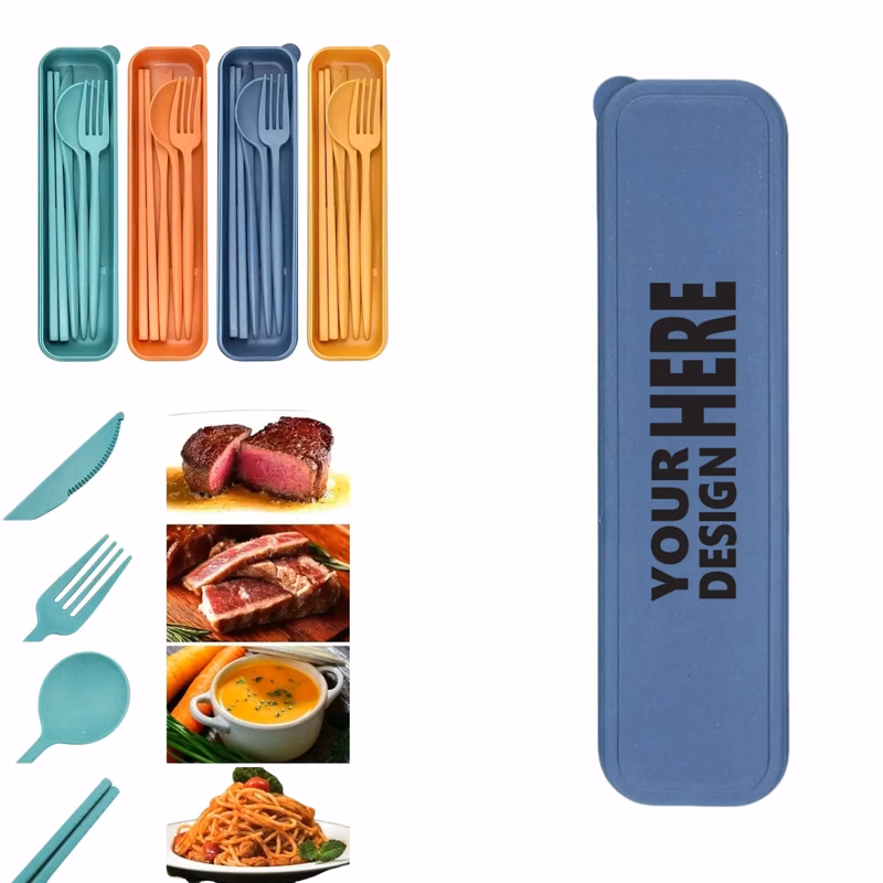 Wheat 4-Piece Cutlery: Knife Fork Spoon Chopsticks