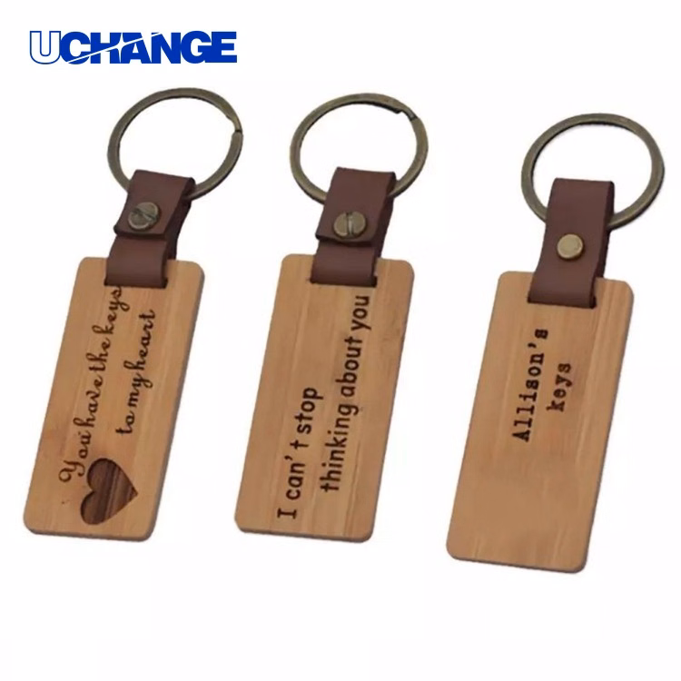 Monogram Wooden Keychain Accessory
